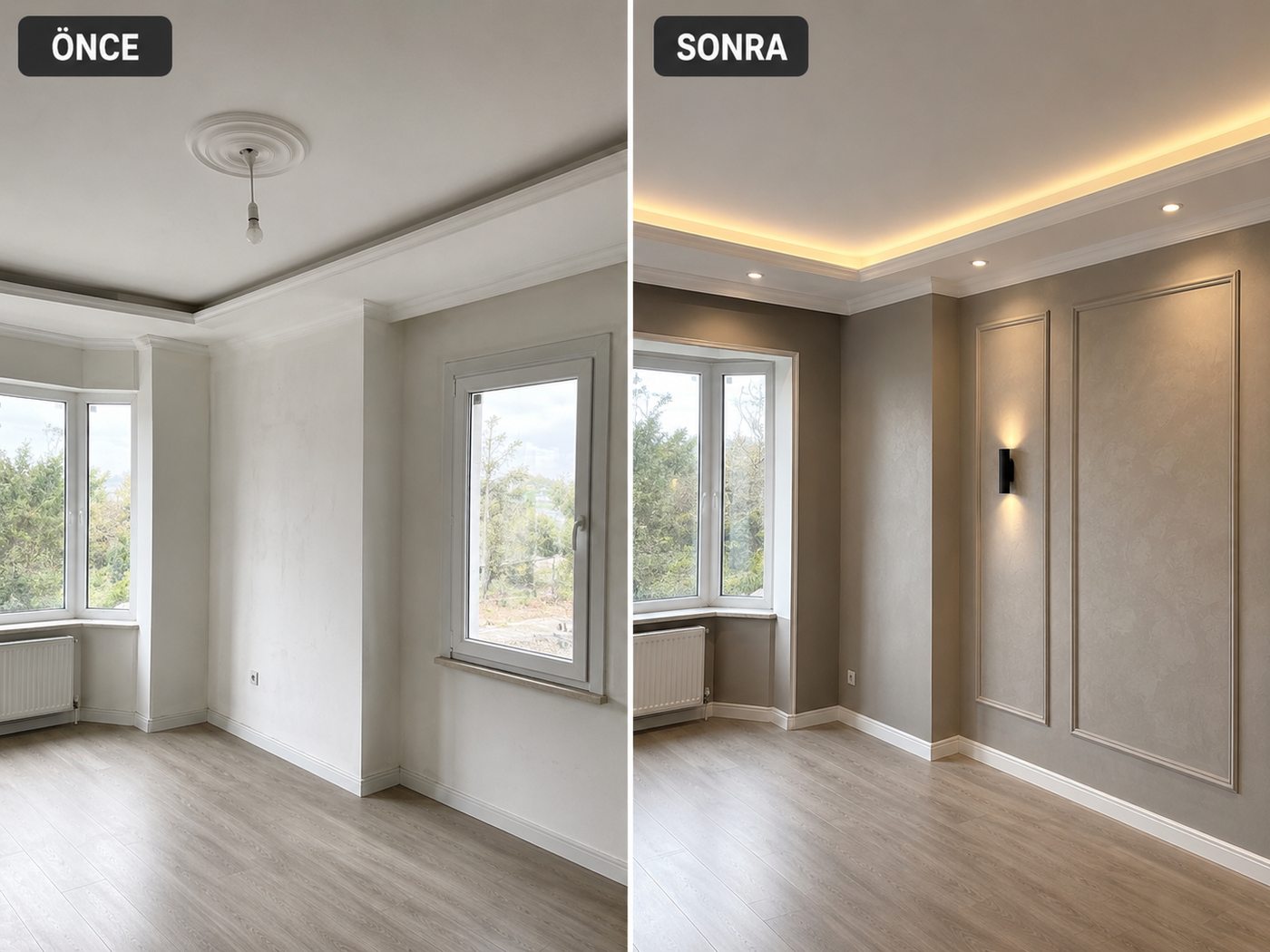 Torbalı Mahallesi iç cephe boya öncesi ve sonrası